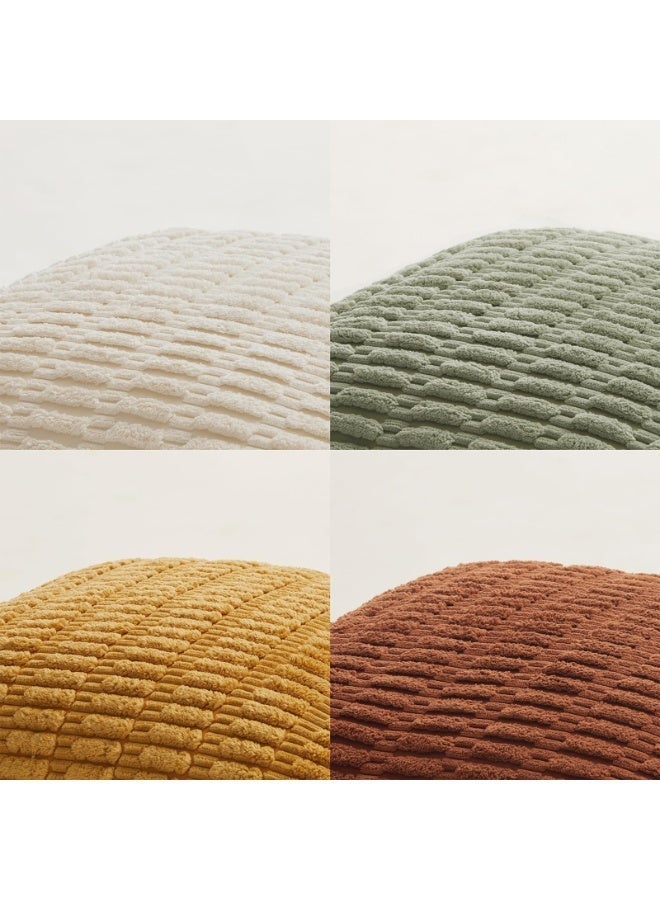 4 Packs Pillow Cover, 45*45cm Neutral Decorative Throw Pillow Covers , for Living Room Couch Bed Sofa, Rustic Farmhouse Boho Home Decor, Soft Plush Striped Corduroy Square Cushion Case (45x45 cm) - Image 5